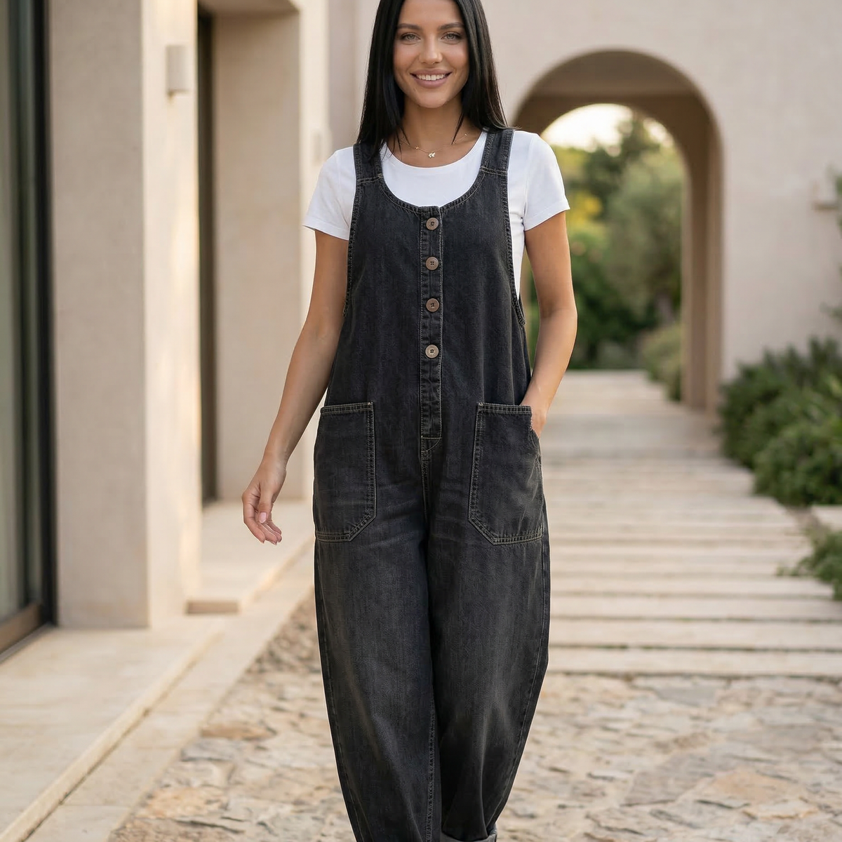 Abigail | Denim Jumpsuit with Button Front