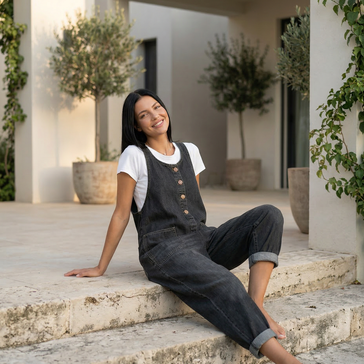 Abigail | Denim Jumpsuit with Button Front