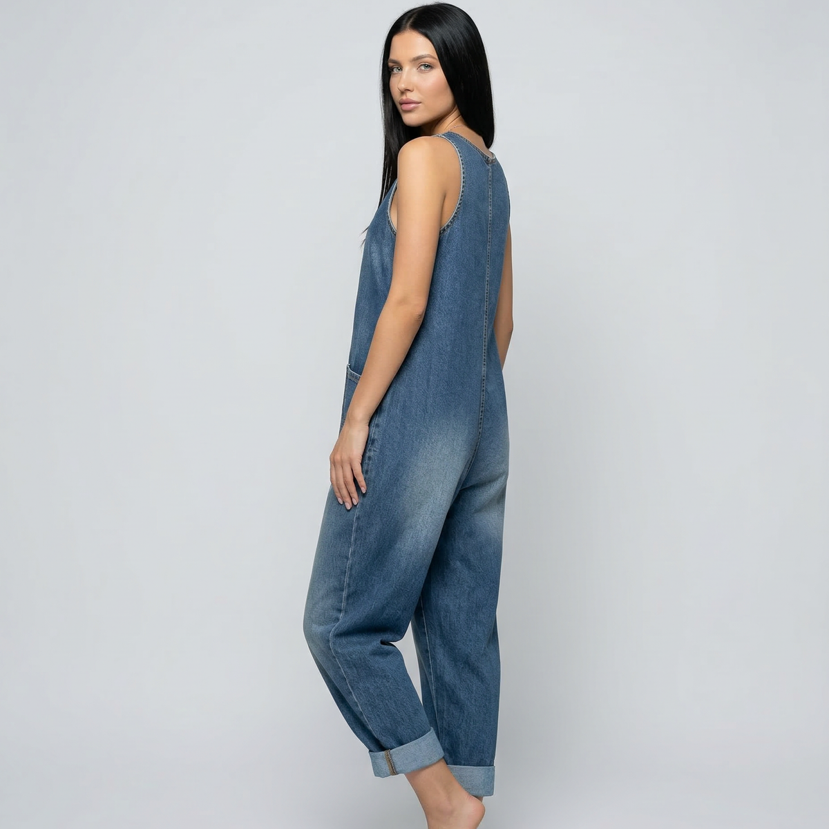 Abigail | Denim Jumpsuit with Button Front