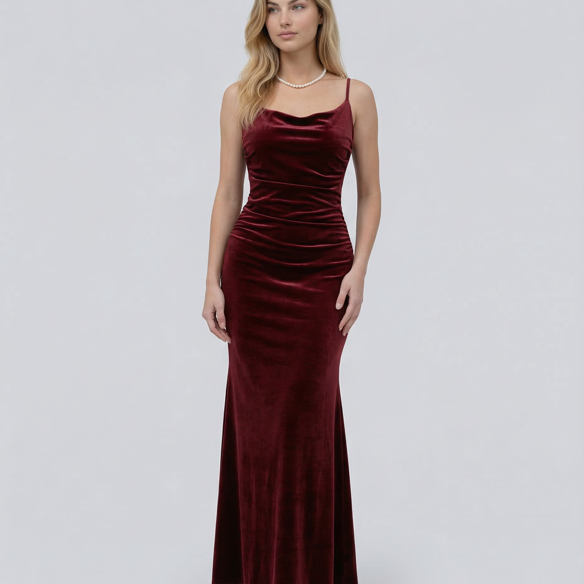Ellie | Velvet Maxi Dress Sleeveless Ruched Design