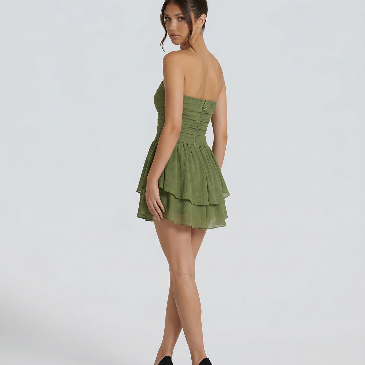 Elodie | Strapless Mini Dress with Tiered Ruffle Skirt