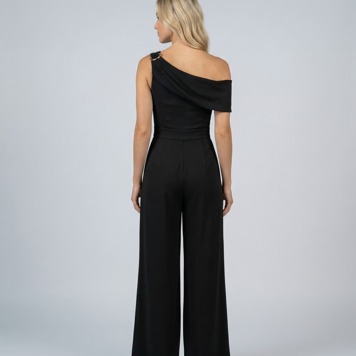 Mila | One-Shoulder Buckle Wide-Leg Jumpsuit