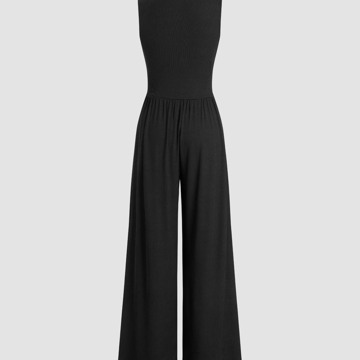 Eleanor | V-neck Ruched Solid Wide Leg Jumpsuit