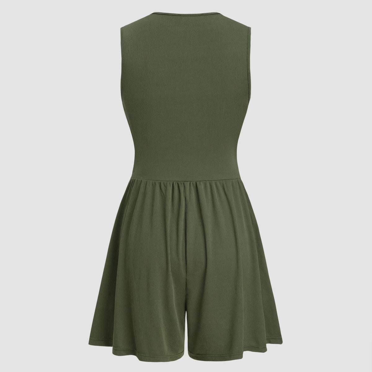 Kylie | V-neck Solid Ruched Pocket Romper