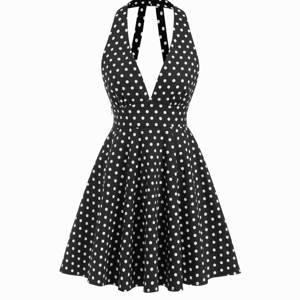 Emilia | Halter Neck Polka Dot Backless Mini Dress