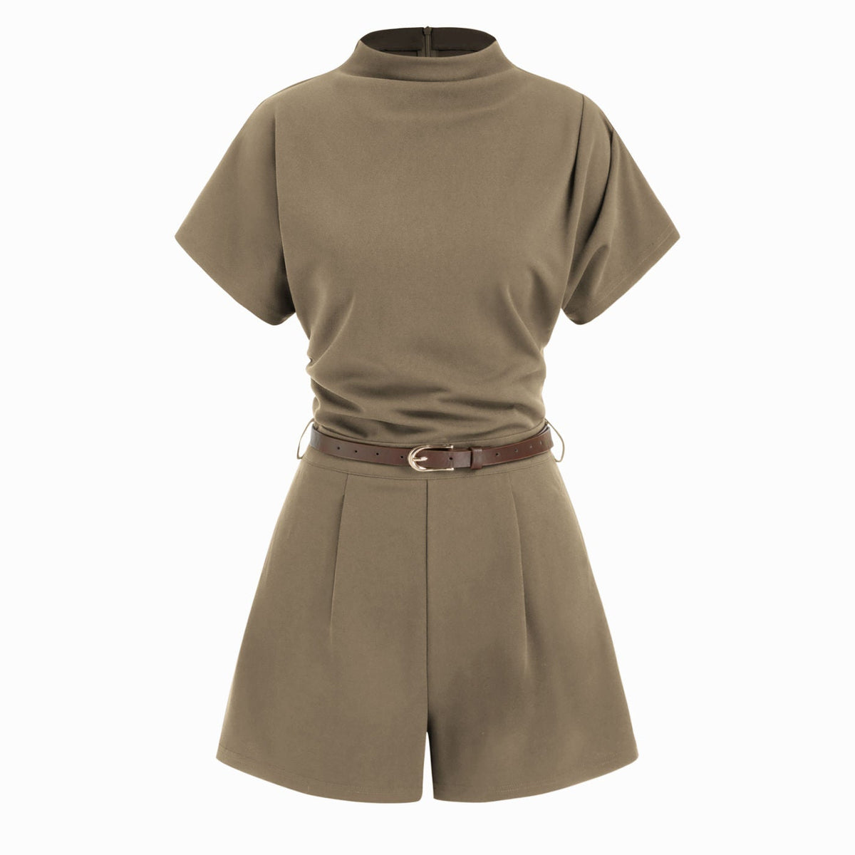 Sarah | Belted High-Neck Short Romper