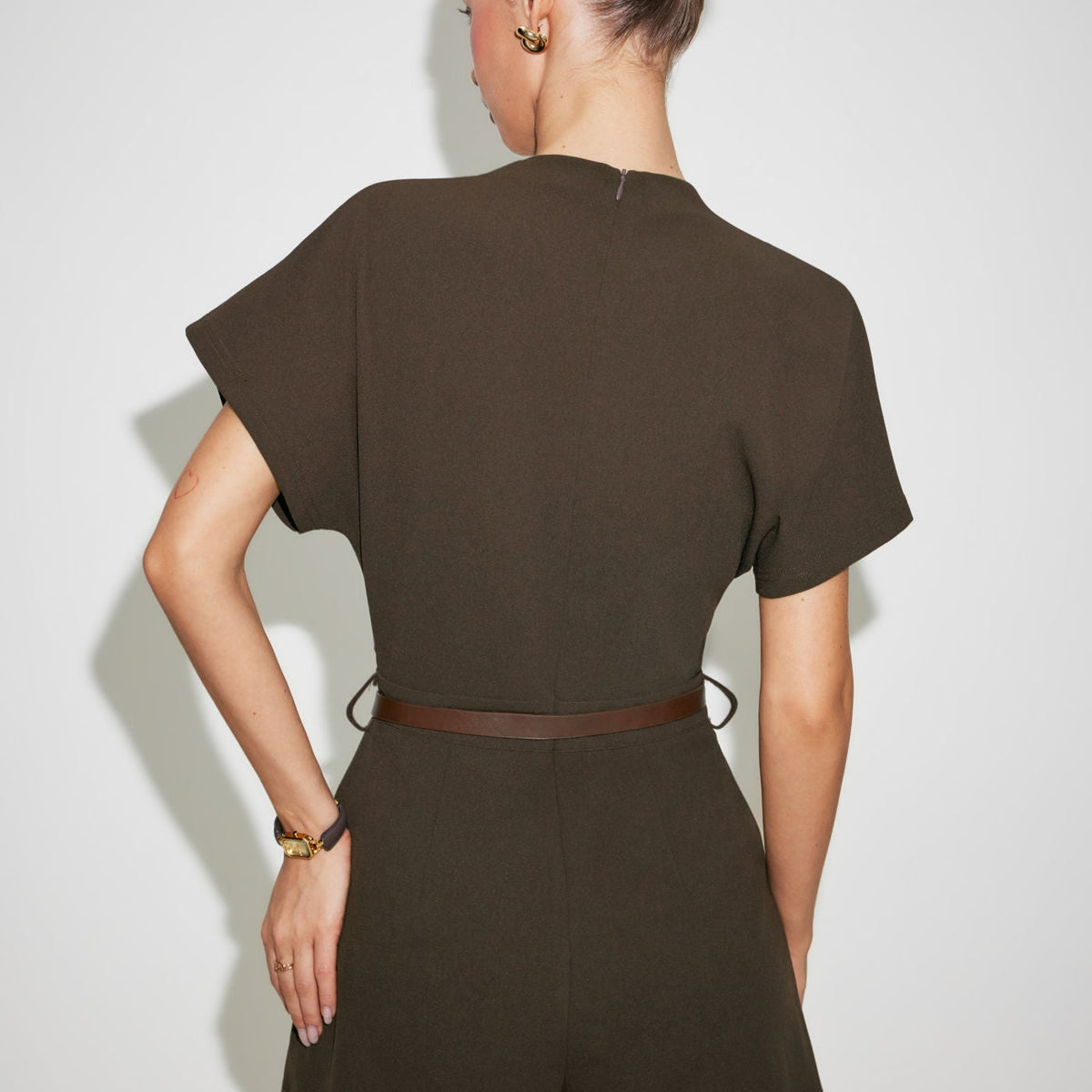 Sarah | Belted High-Neck Short Romper