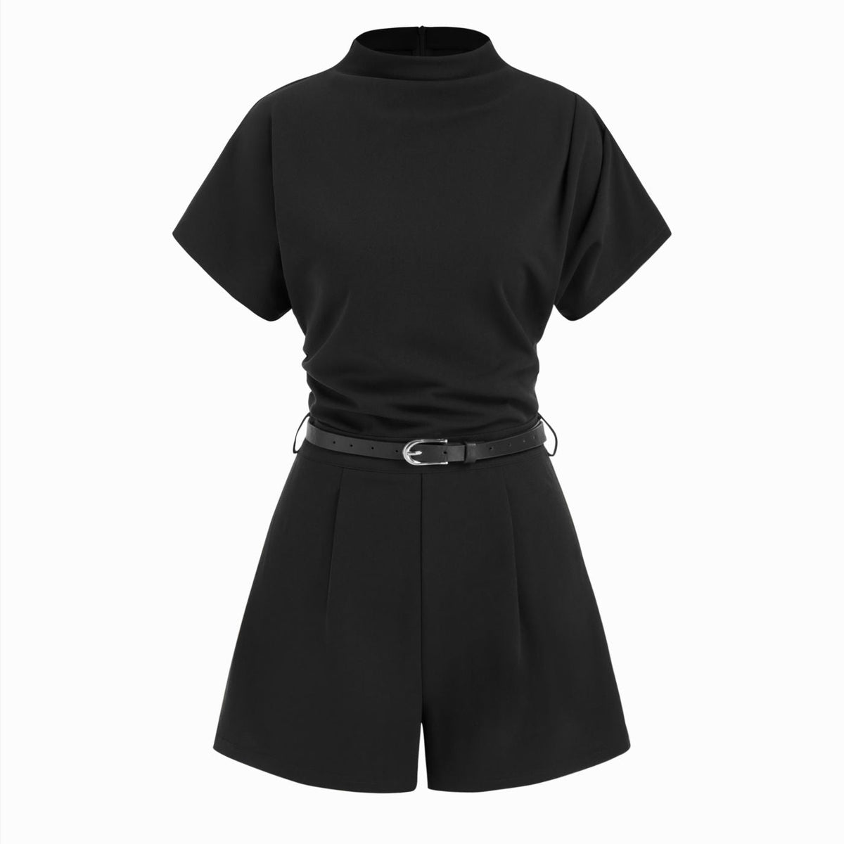 Sarah | Belted High-Neck Short Romper