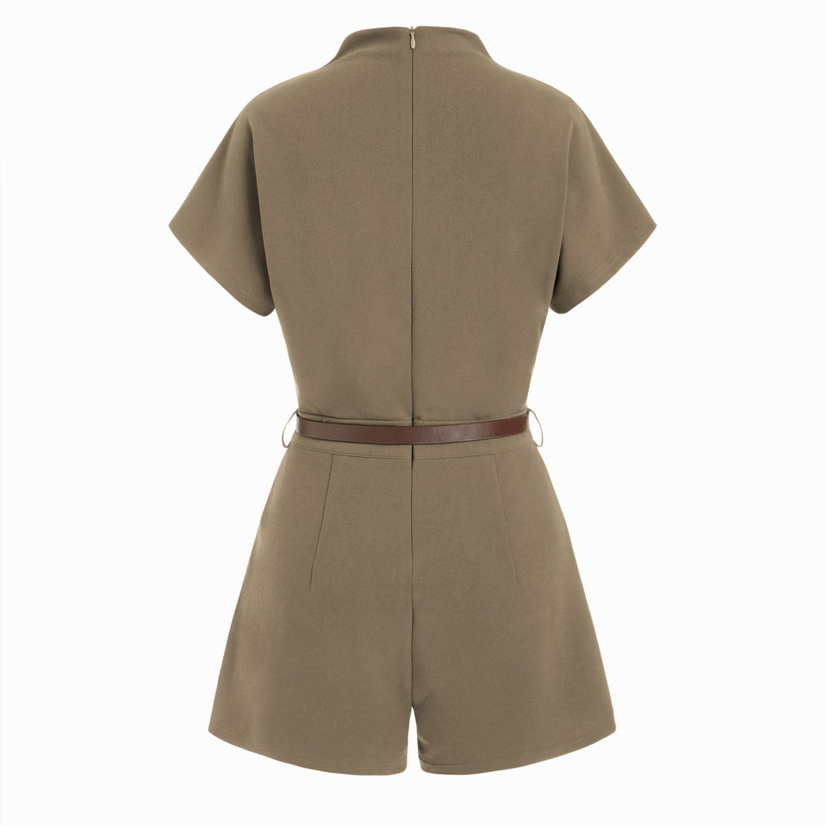 Sarah | Belted High-Neck Short Romper