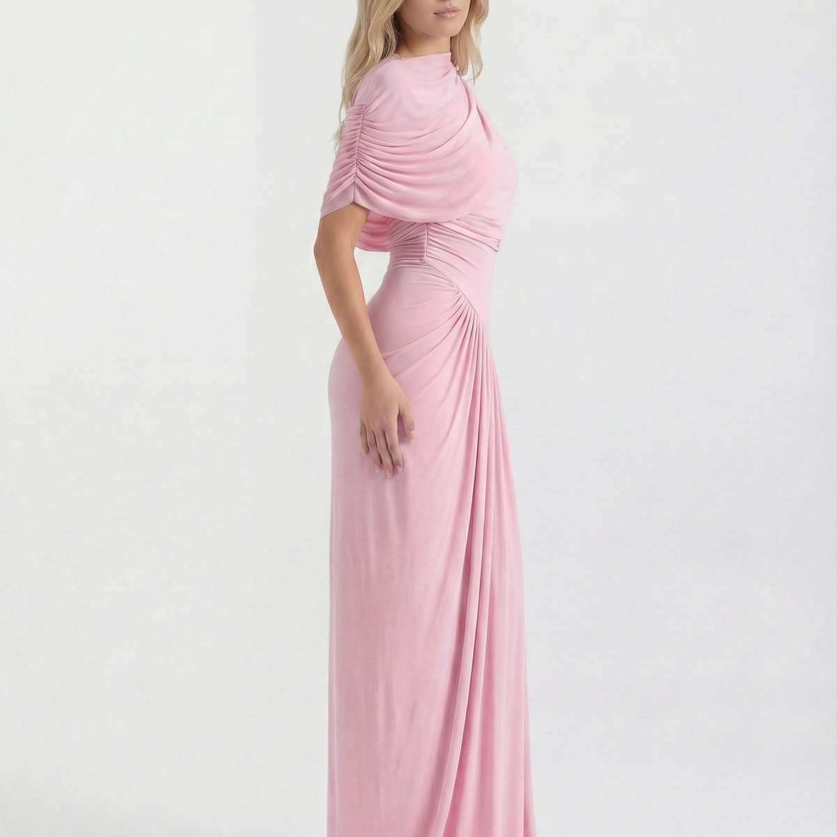Beatriz | Maxi Dress with Draped High Neck and Ruched Detail