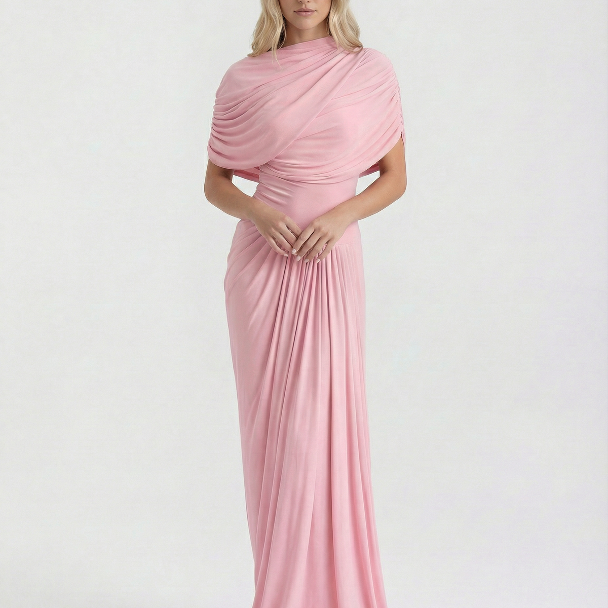 Beatriz | Maxi Dress with Draped High Neck and Ruched Detail