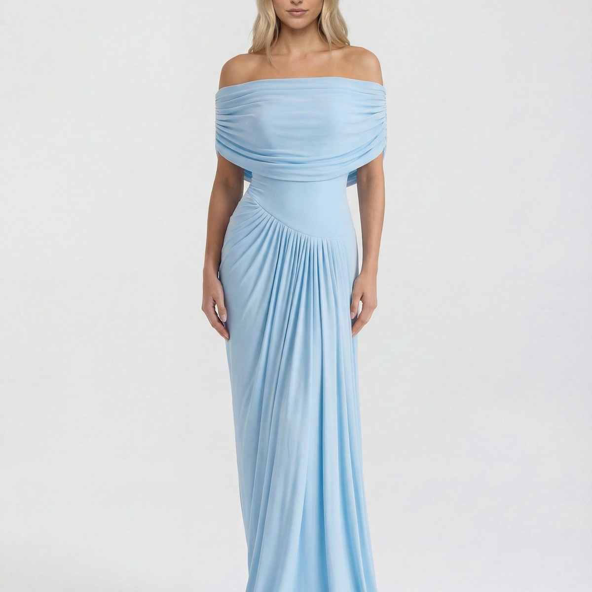 Beatriz | Maxi Dress with Draped High Neck and Ruched Detail
