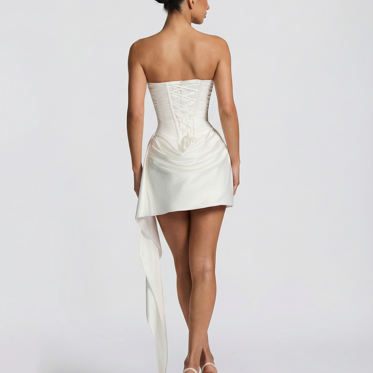 Alina | Mini Dress with Lace Corset and Draped Skirt