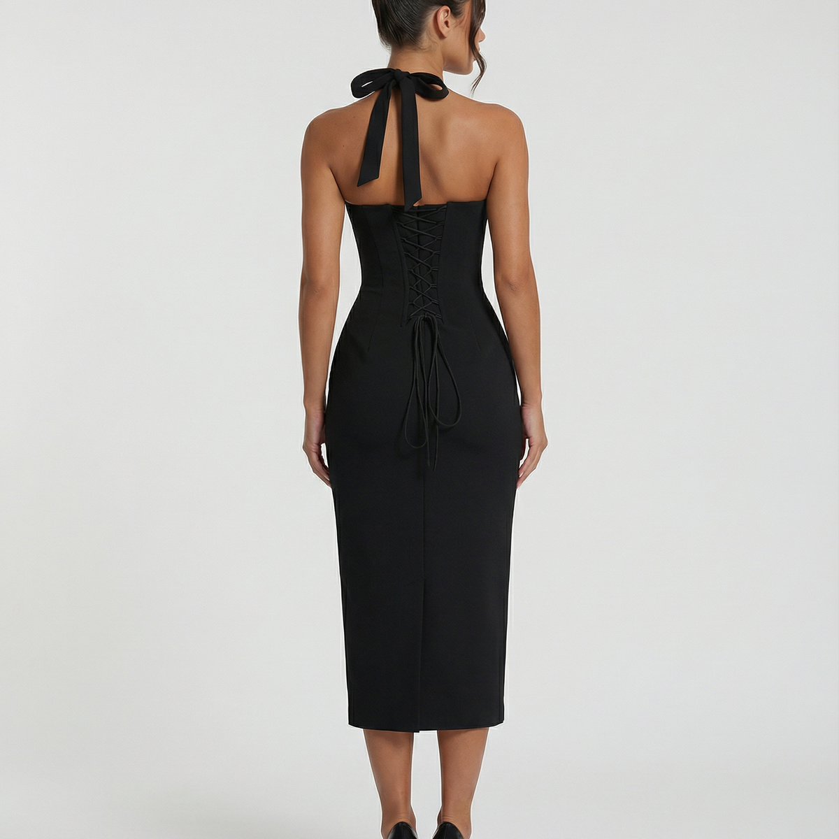 Liliana | Midi Dress with Lace Corset Bodice