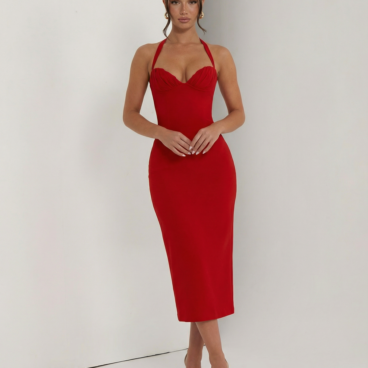 Liliana | Midi Dress with Lace Corset Bodice