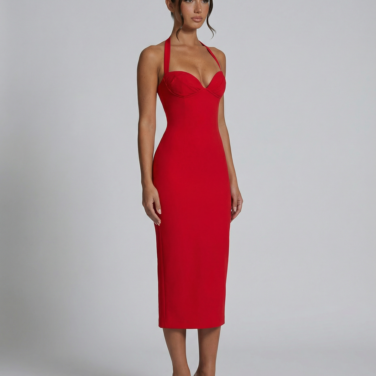 Liliana | Midi Dress with Lace Corset Bodice