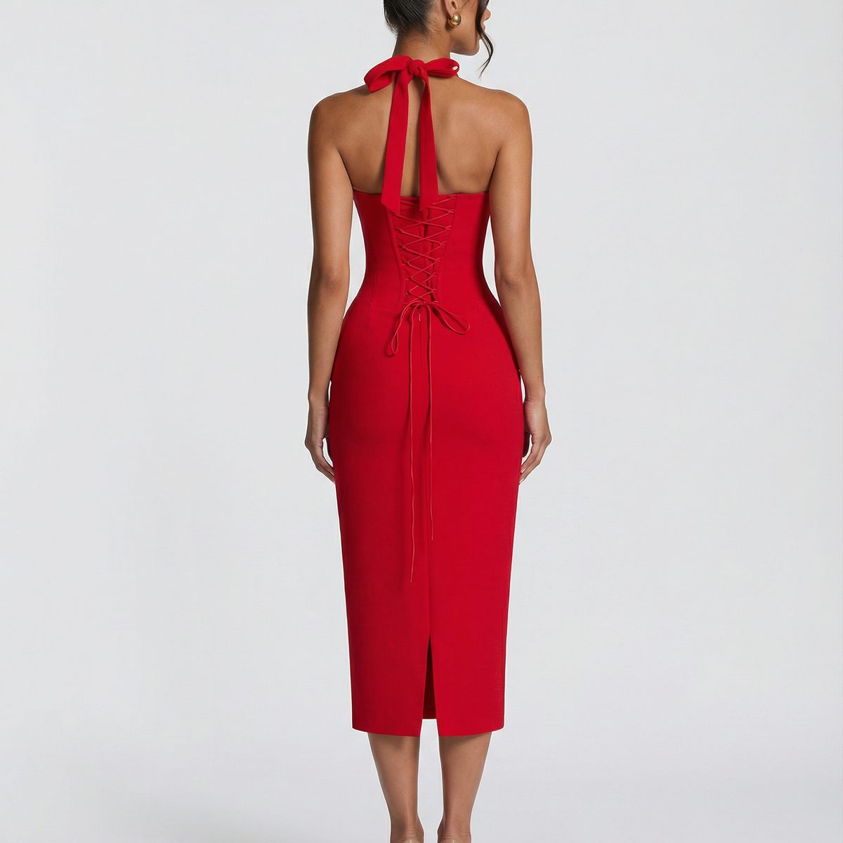 Liliana | Midi Dress with Lace Corset Bodice