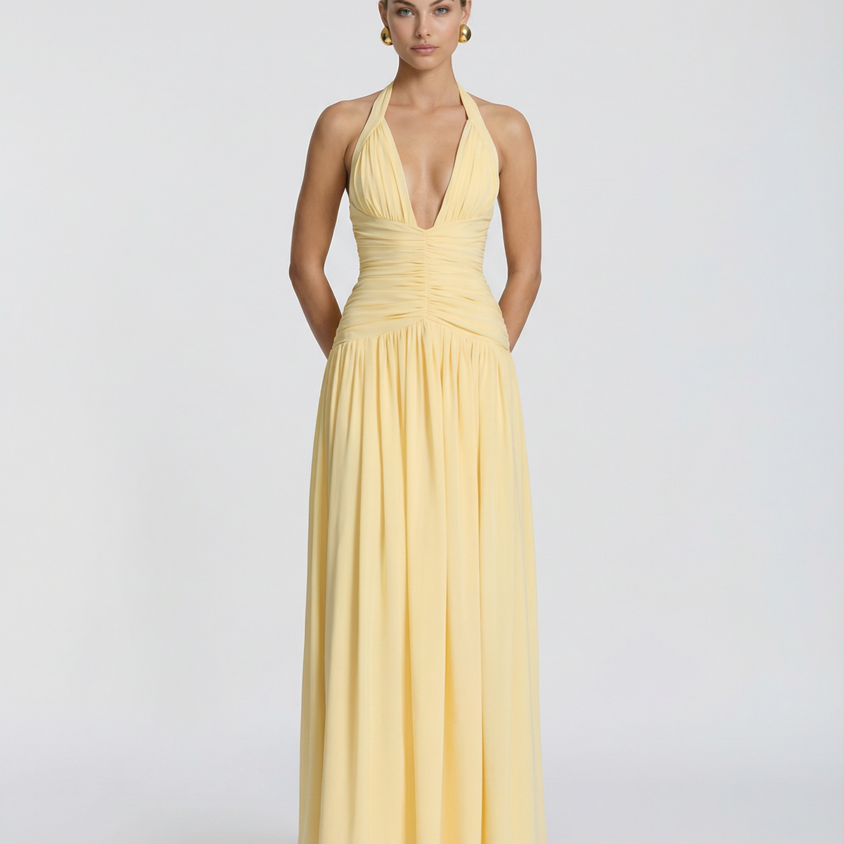 Margaret | Maxi Dress with Halter Neck and Ruched Corset