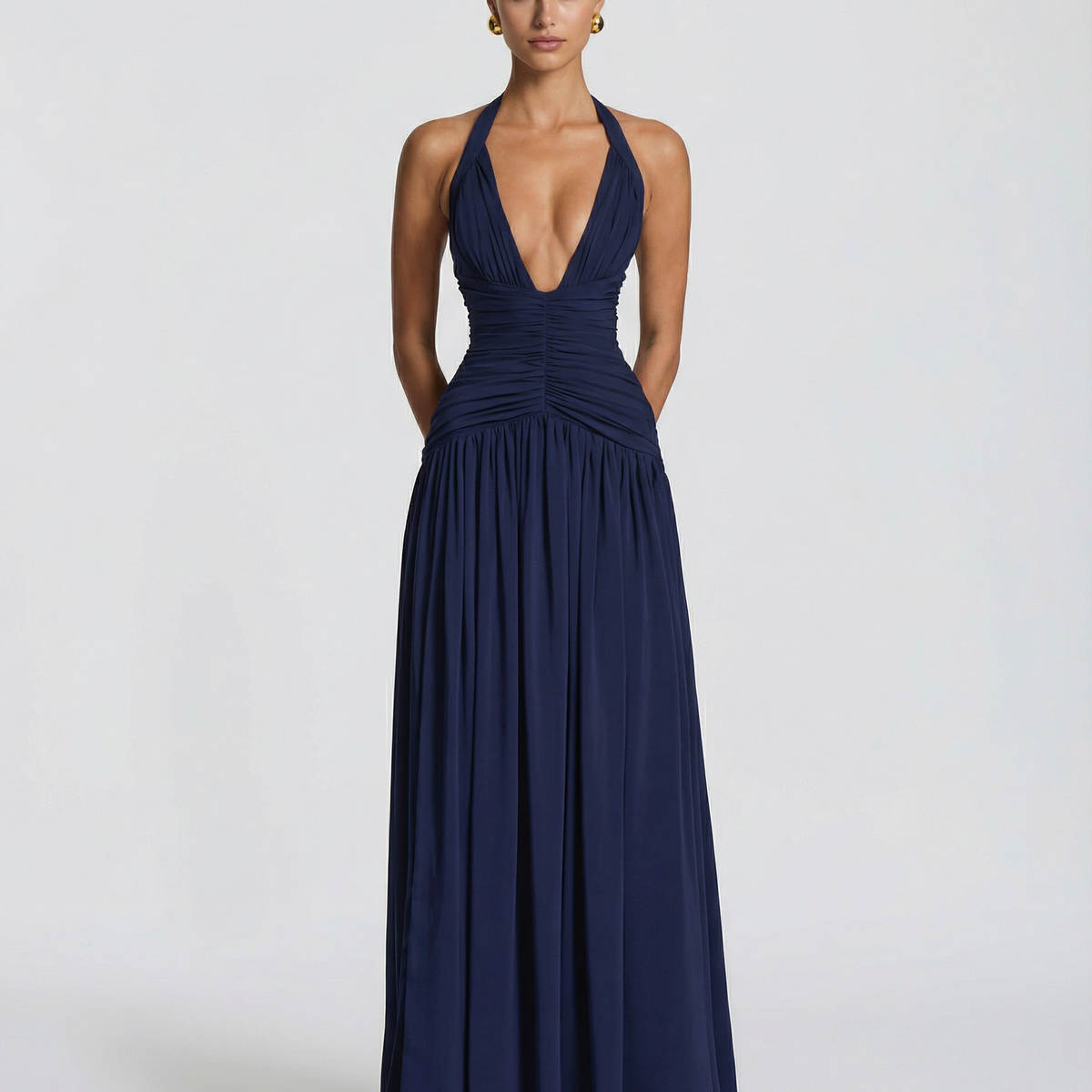 Margaret | Maxi Dress with Halter Neck and Ruched Corset