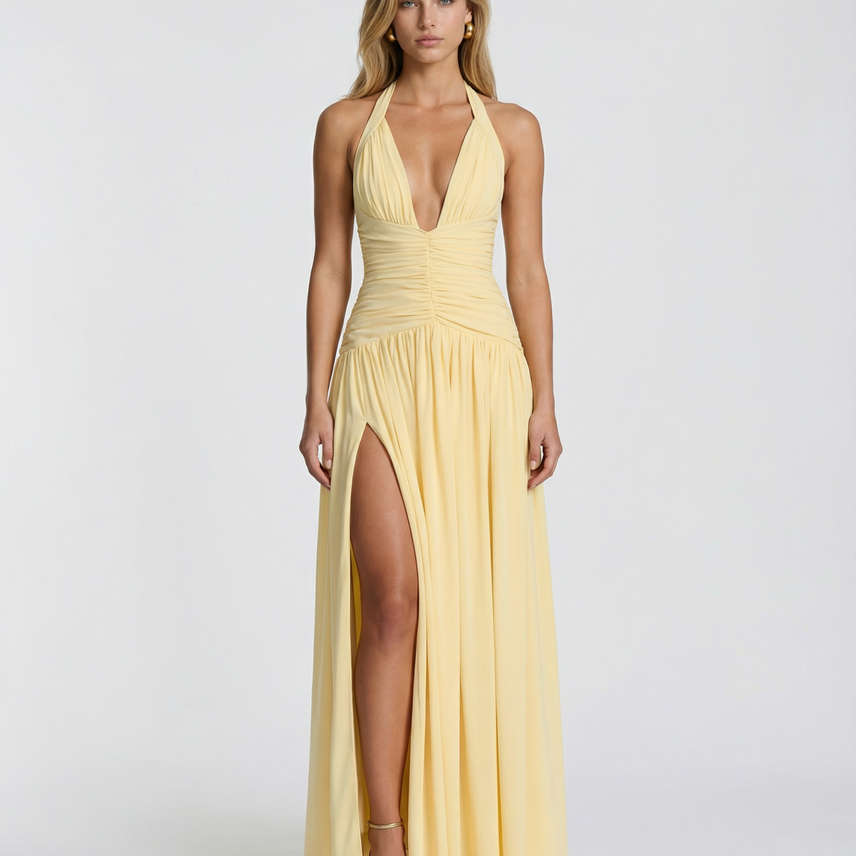 Margaret | Maxi Dress with Halter Neck and Ruched Corset