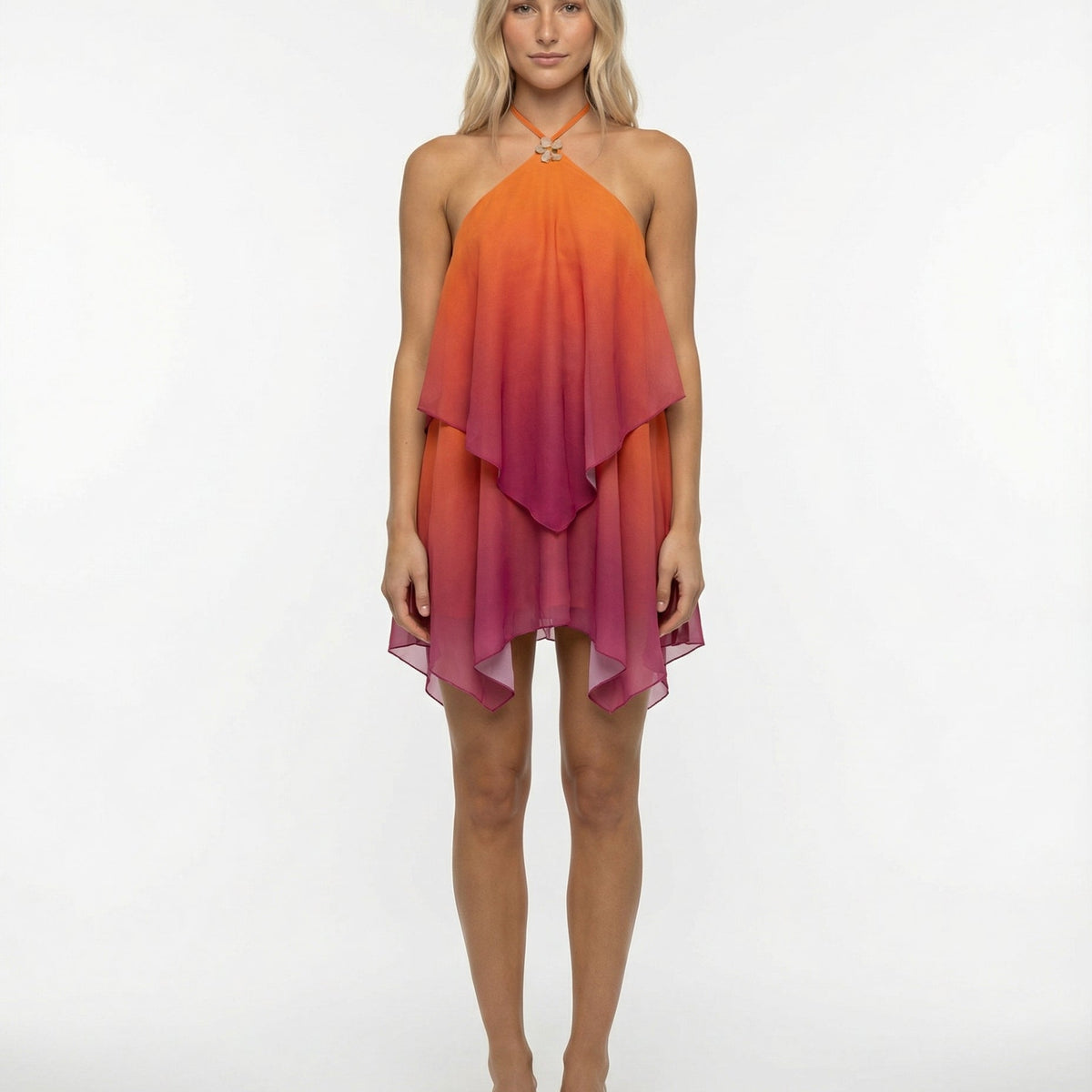 Cassandra | Halter Neck Layered Mini Dress