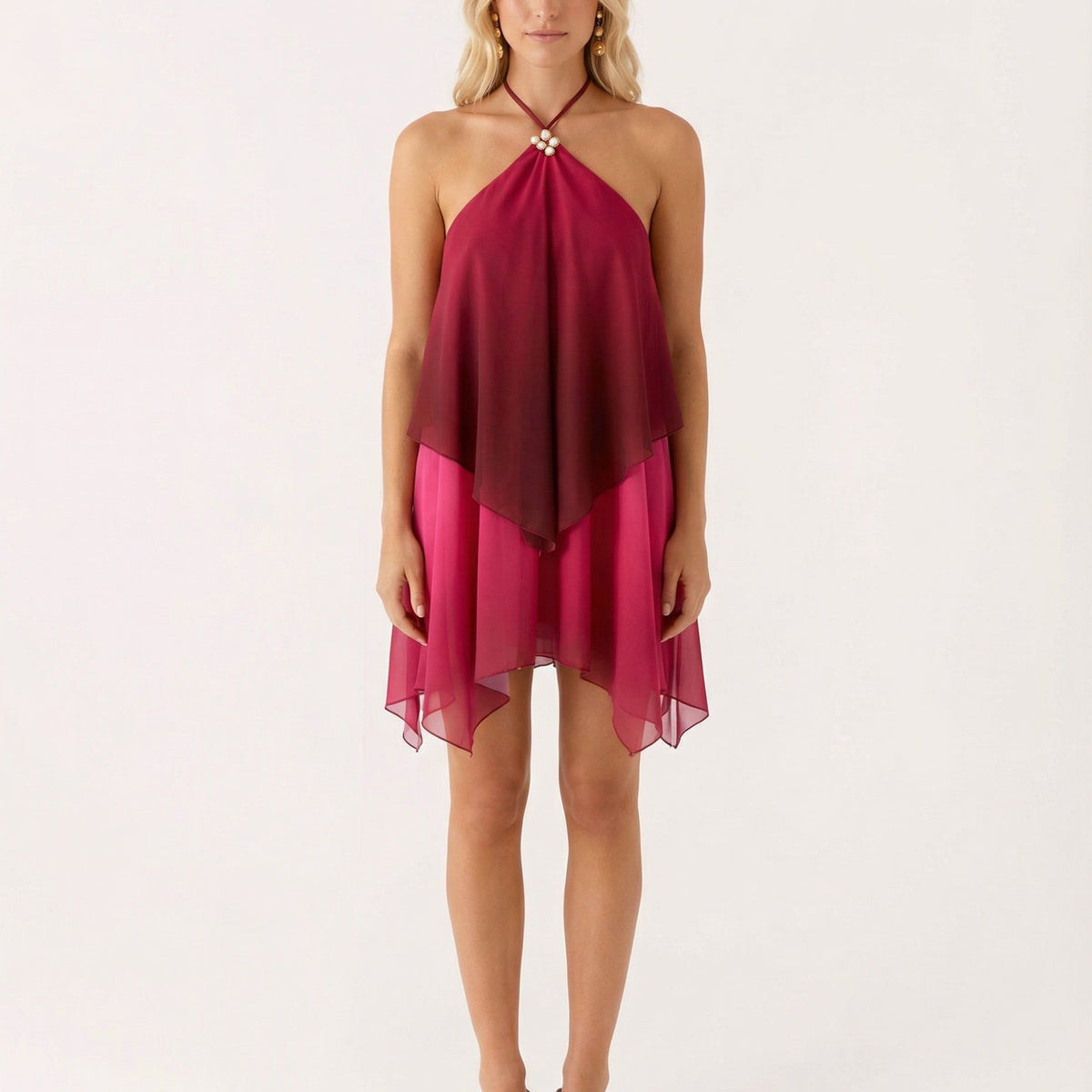 Cassandra | Halter Neck Layered Mini Dress