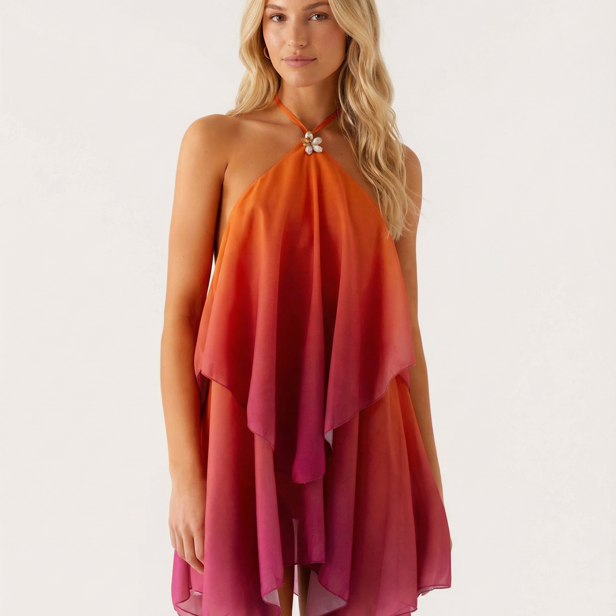 Cassandra | Halter Neck Layered Mini Dress