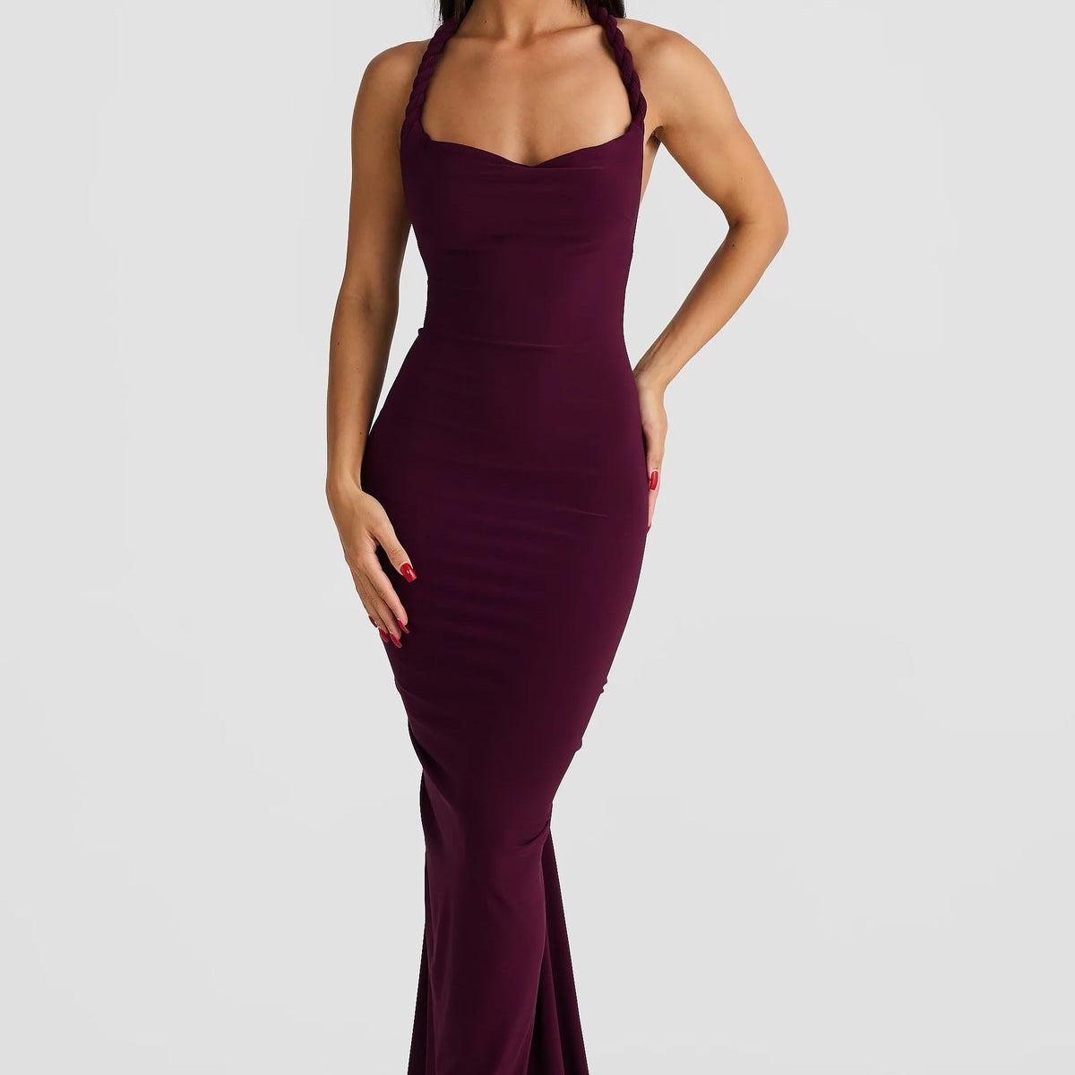 Linda | Maxi Dress with Asymmetric Neckline and Backless Detail