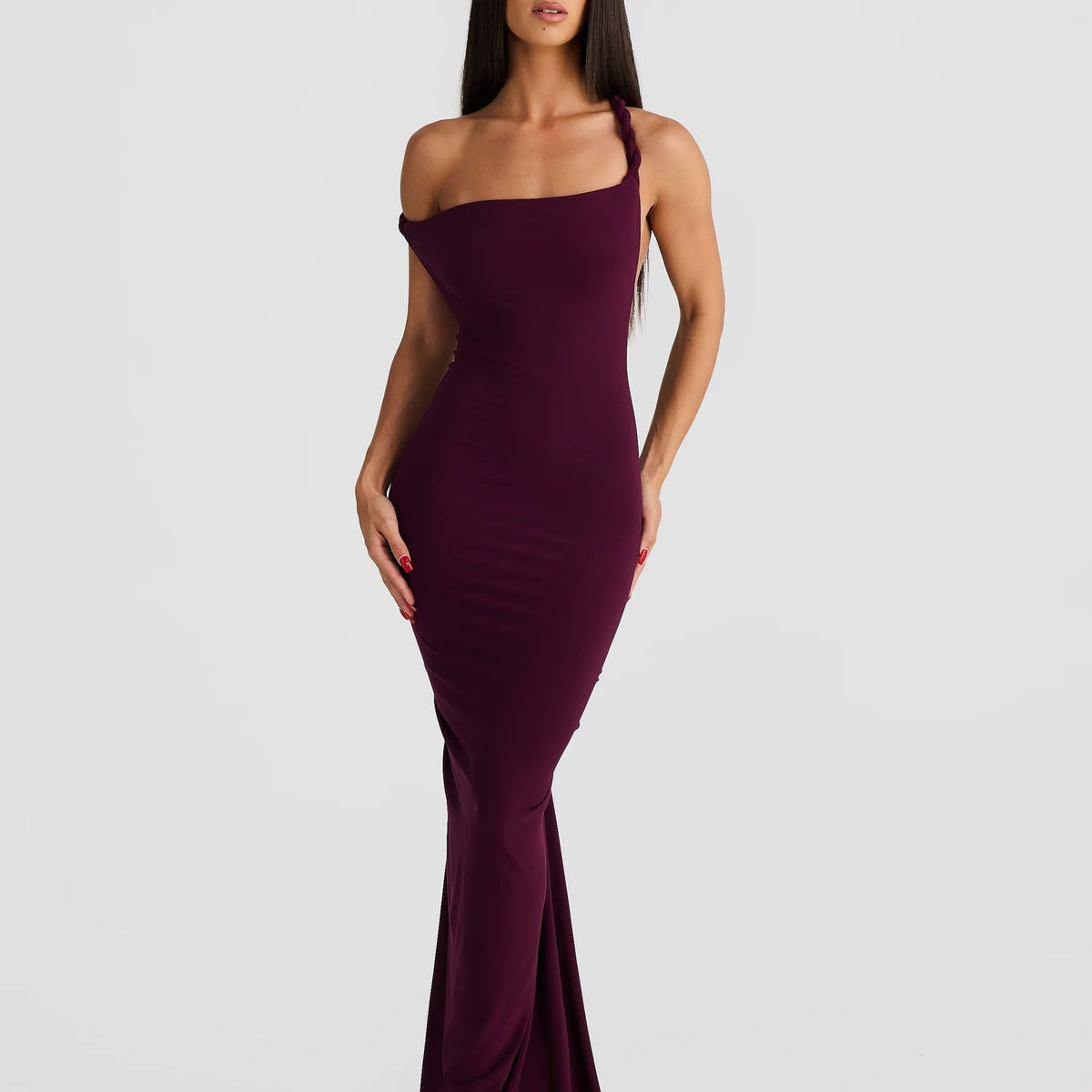 Linda | Maxi Dress with Asymmetric Neckline and Backless Detail