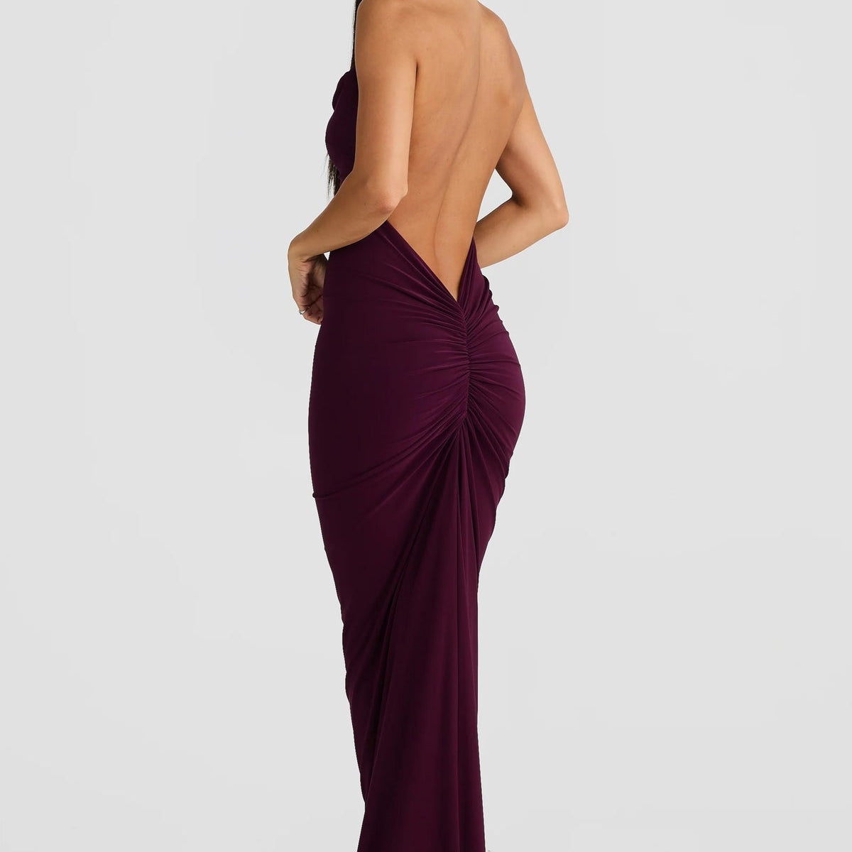 Linda | Maxi Dress with Asymmetric Neckline and Backless Detail