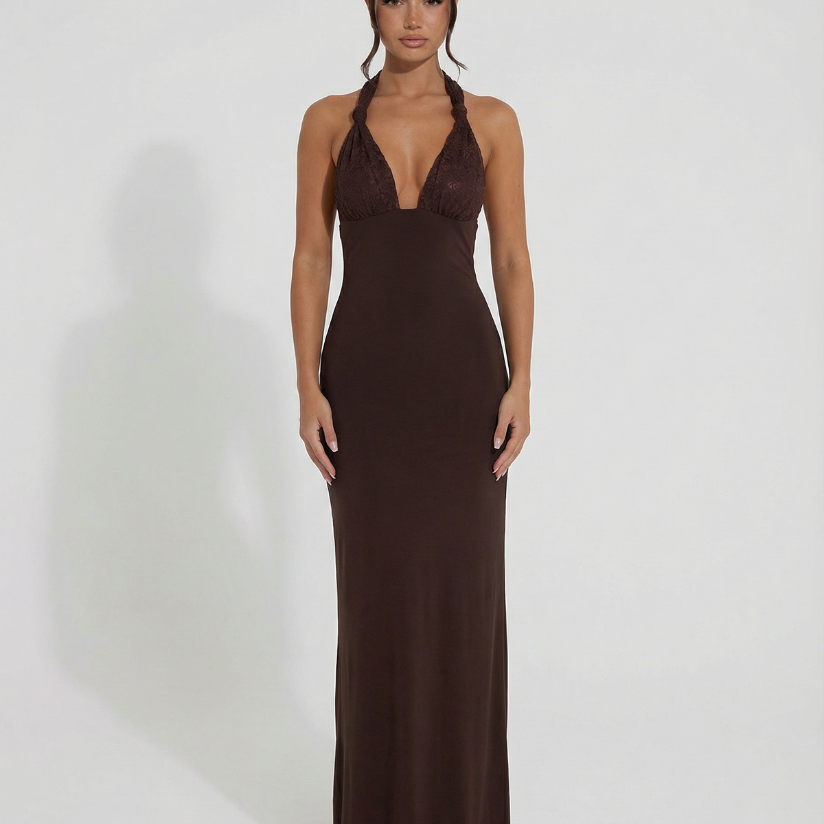 June | Halter Neck Ruched Maxi Dress