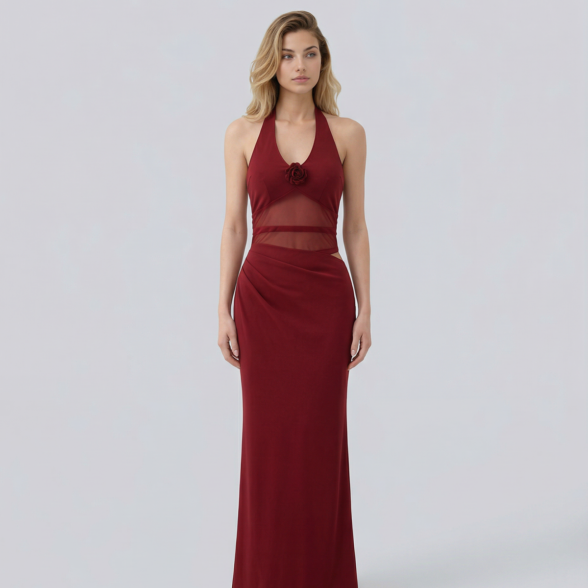 Elira | Maxi Dress with Mesh Waist Panel