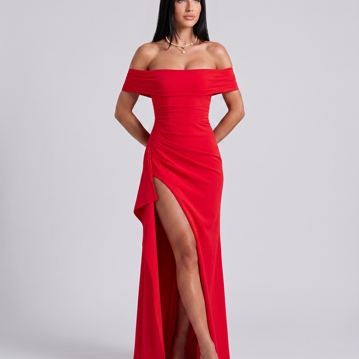 Miriam | Maxi Dress with Off Shoulder and High Slit