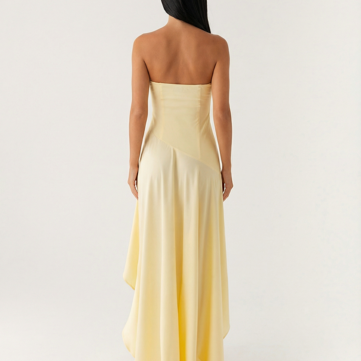 Lorraine | Strapless Maxi Dress with Asymmetric High-Low Hem