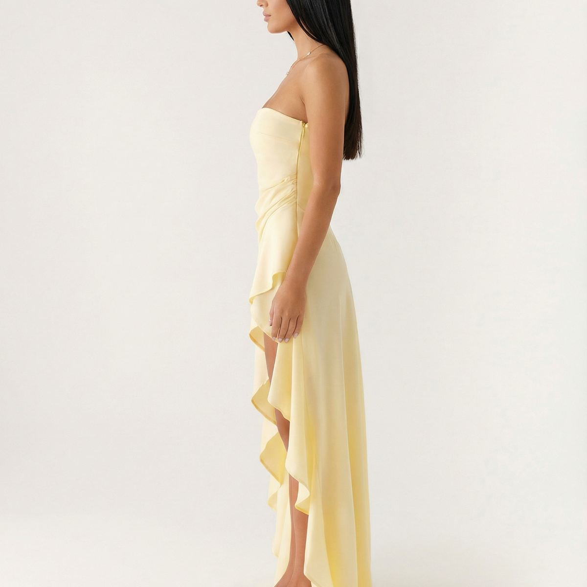 Lorraine | Strapless Maxi Dress with Asymmetric High-Low Hem