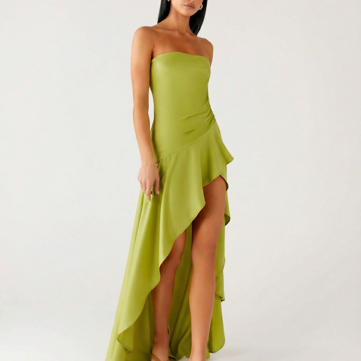 Lorraine | Strapless Maxi Dress with Asymmetric High-Low Hem