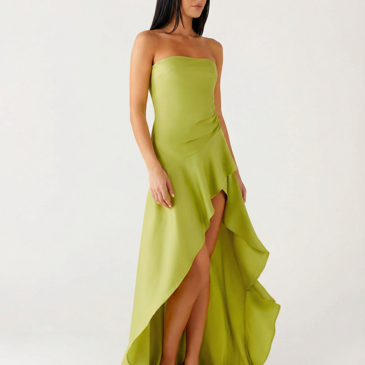 Lorraine | Strapless Maxi Dress with Asymmetric High-Low Hem