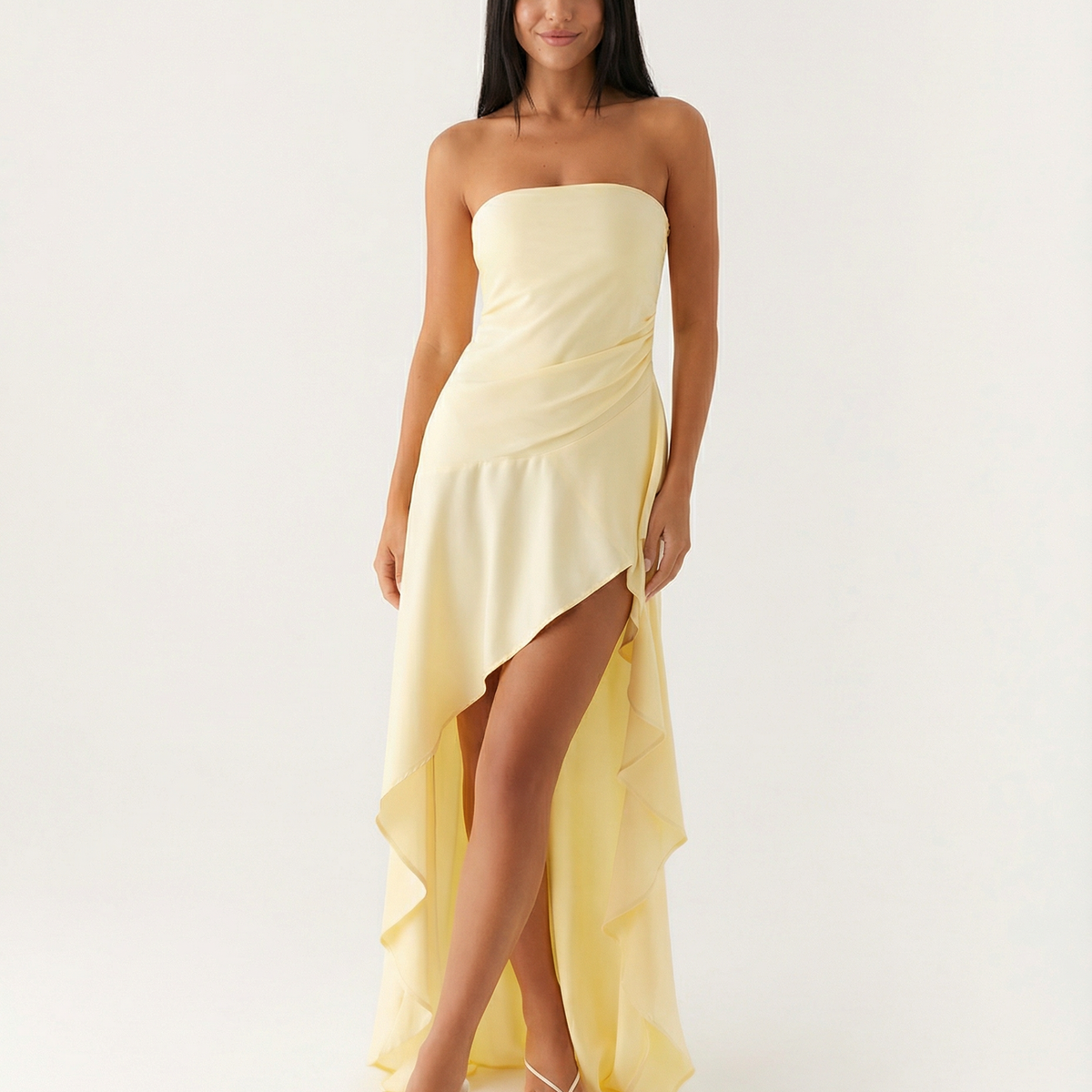 Lorraine | Strapless Maxi Dress with Asymmetric High-Low Hem