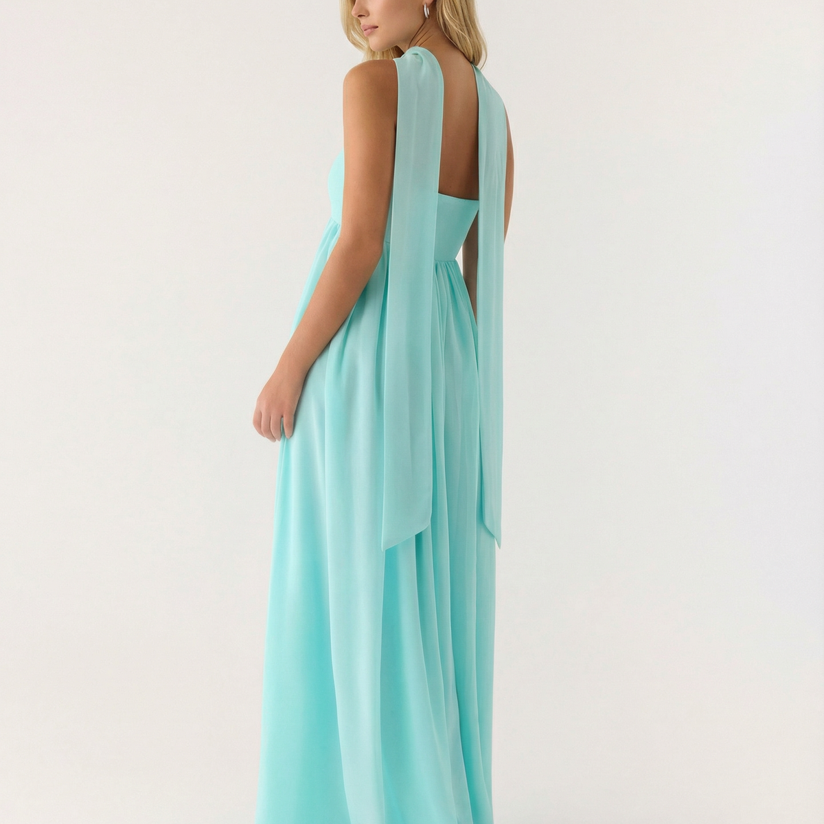 Kelley | Halter Neck Scarf Tie Satin Maxi Dress