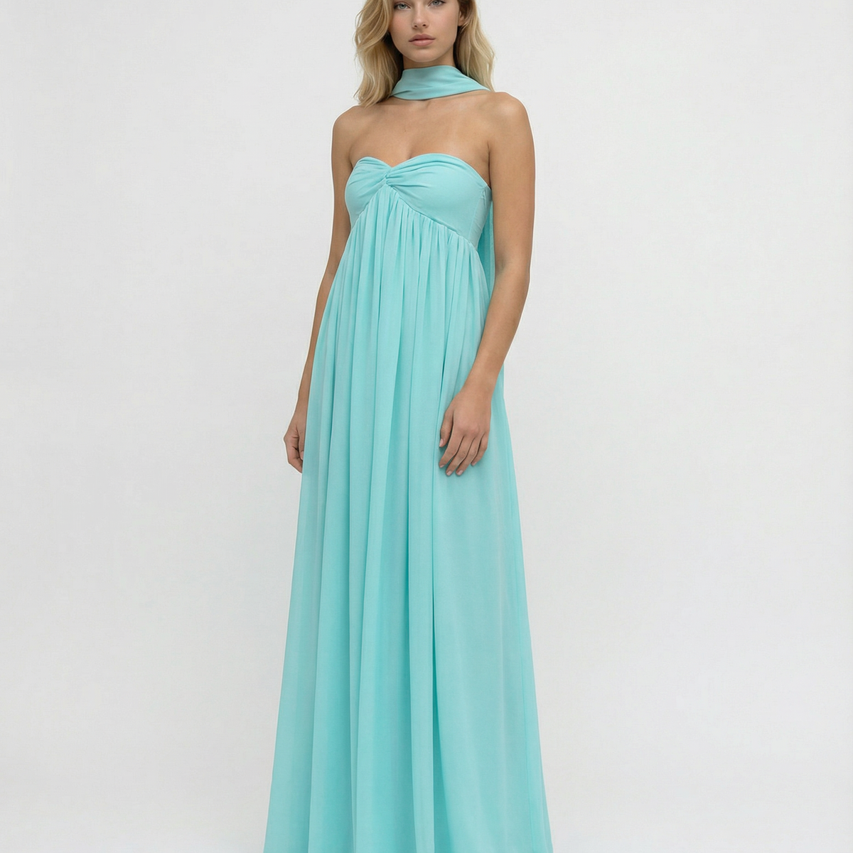 Kelley | Halter Neck Scarf Tie Satin Maxi Dress