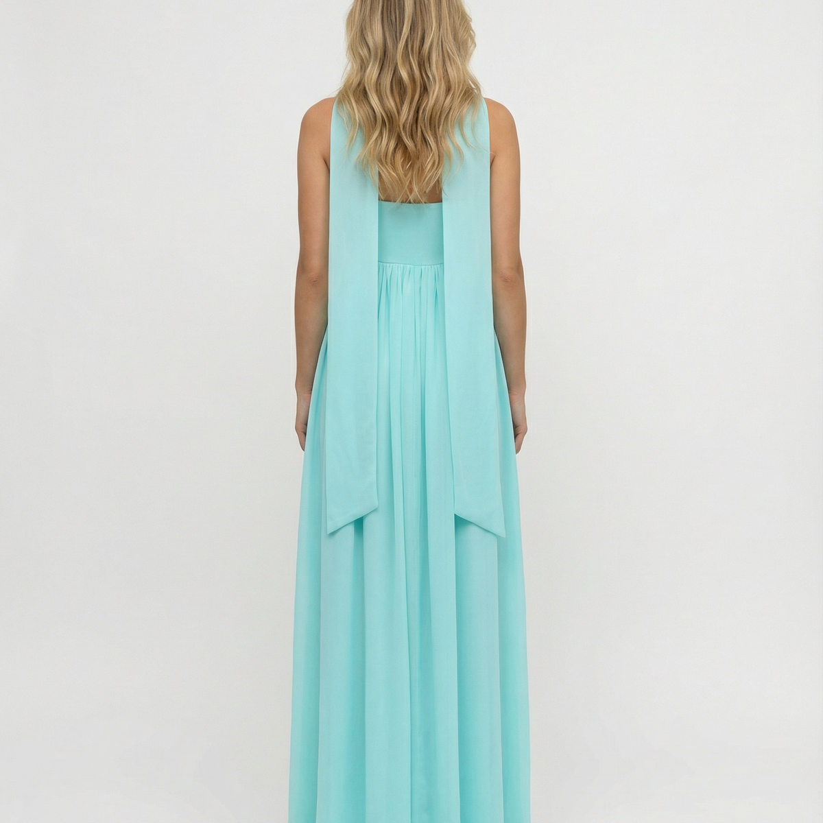 Kelley | Halter Neck Scarf Tie Satin Maxi Dress