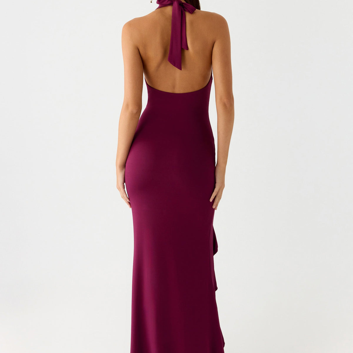 Alberta | V Neck Ruffles High Thigh Slit Maxi Dress