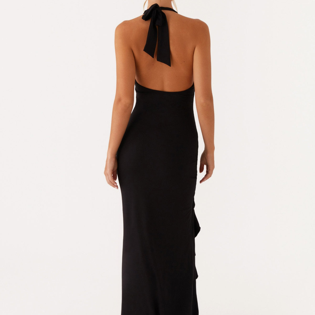 Alberta | V Neck Ruffles High Thigh Slit Maxi Dress