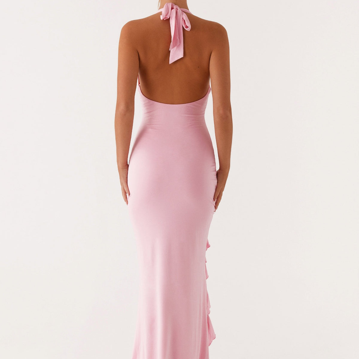 Alberta | V Neck Ruffles High Thigh Slit Maxi Dress