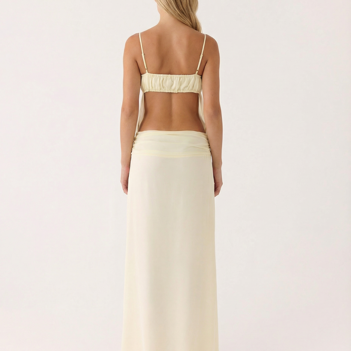 Sandi | Thin Spaghetti Straps Ruffle Details Maxi Dress