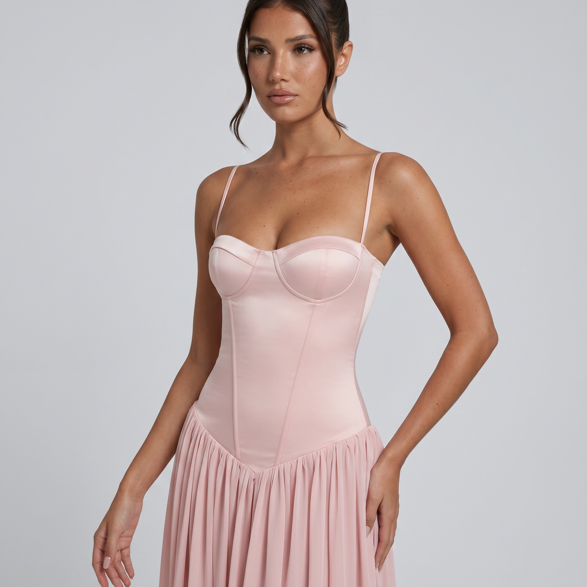 Irene | Bustier Corset Boning Structured Maxi Dress