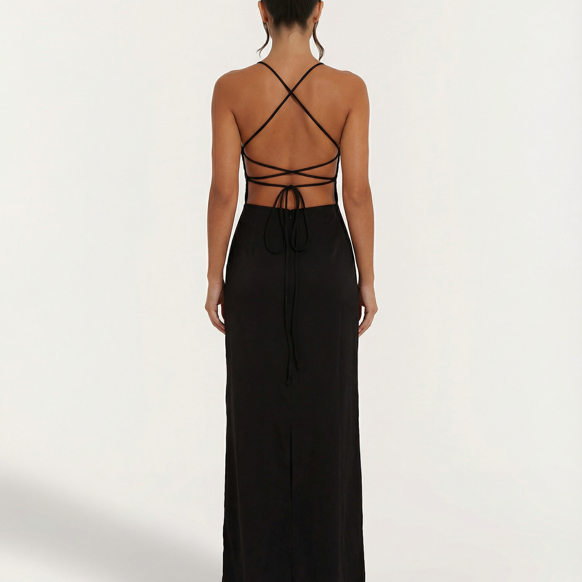 Mayra | Slinky Open Back Criss Cross Strap Maxi Dress