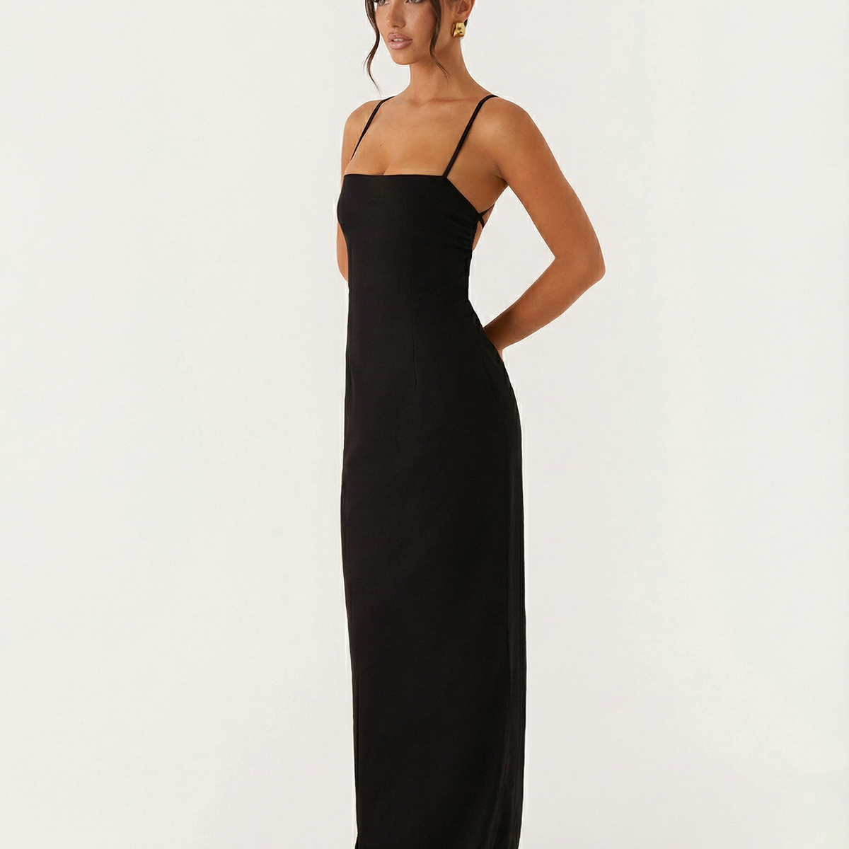Mayra | Slinky Open Back Criss Cross Strap Maxi Dress