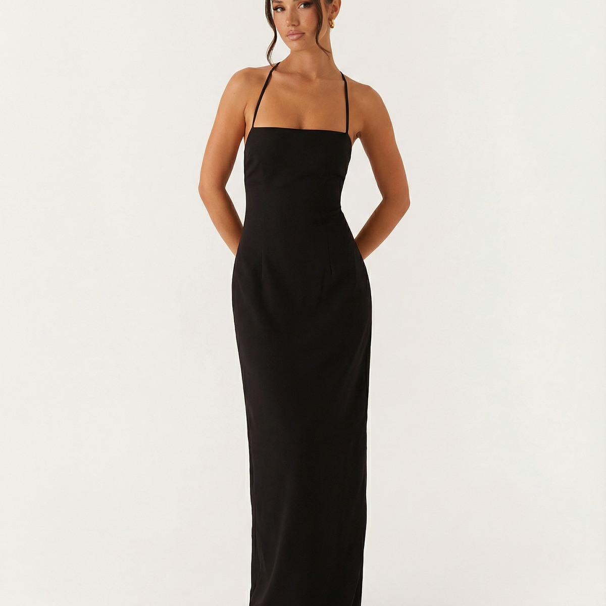 Mayra | Slinky Open Back Criss Cross Strap Maxi Dress