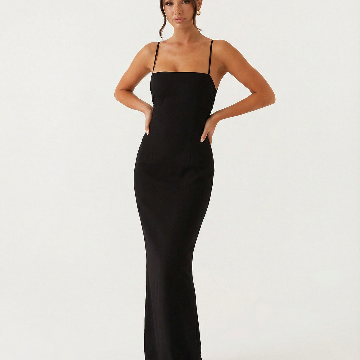 Mayra | Slinky Open Back Criss Cross Strap Maxi Dress